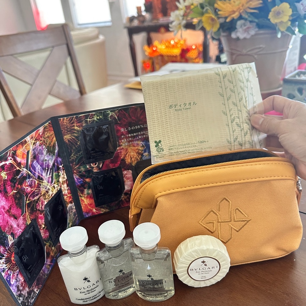 Bulgari Bath Set with Mustard Pouch